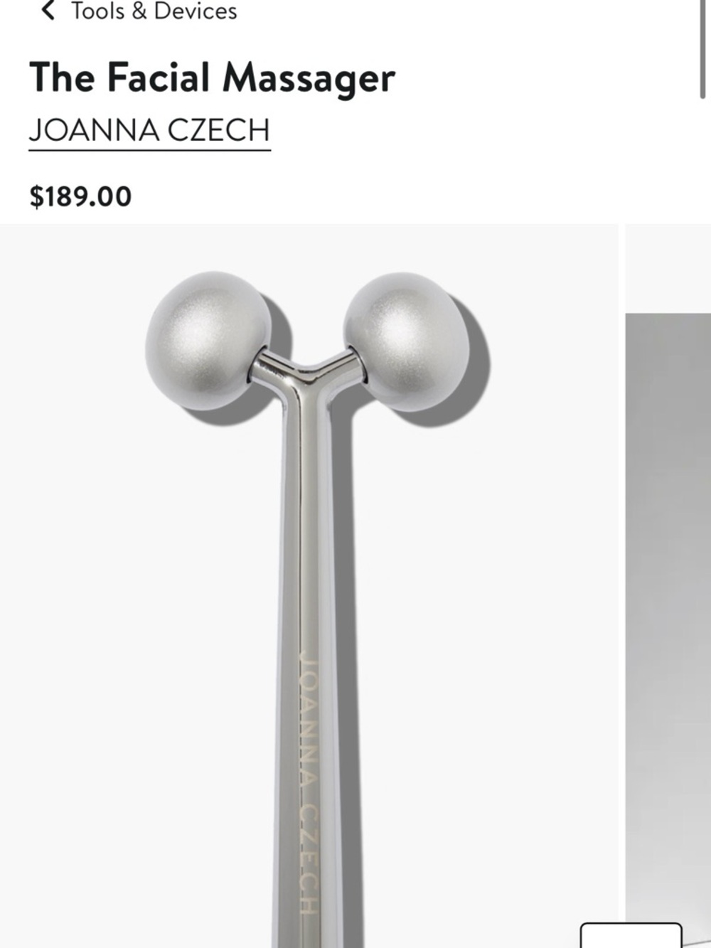 Joanna Czech Silver Facial Massager - Dual Roller